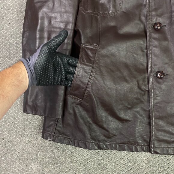 Vintage Sears Leather Jacket With Down Liner Men's 52 Brown Fight Club - Picture 3 of 15